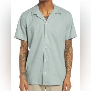 NWT Treasure & Bond Short Sleeve Linen & Cotton Button-Up Camp Shirt